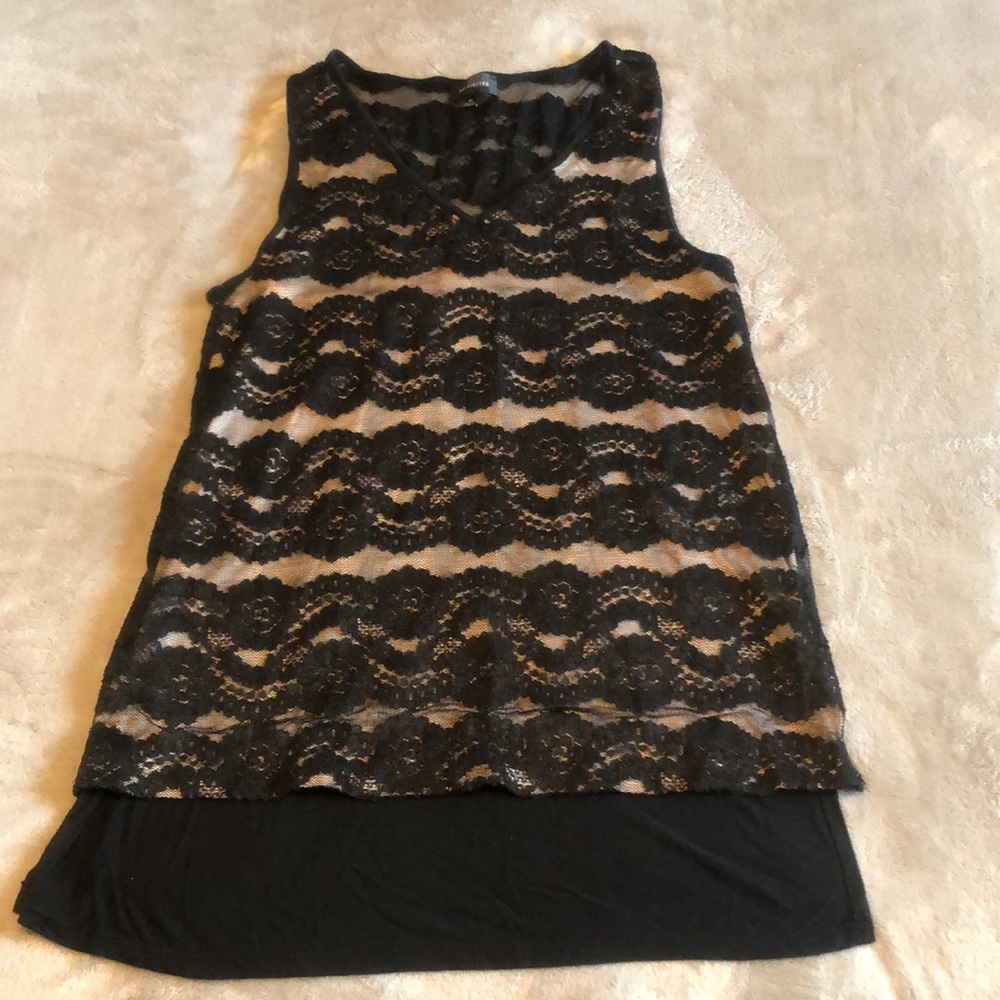 Lace black and tan top